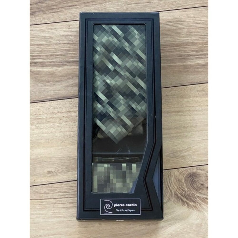 Pierre Cardin Tie and Pocket Square Set (Dark Green)